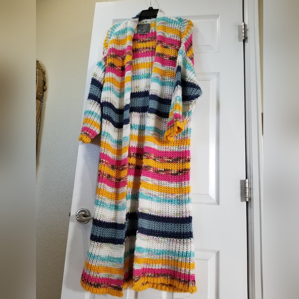Anthropologie Rainbow Duster Cardigan, one size, Thread Striped colorful